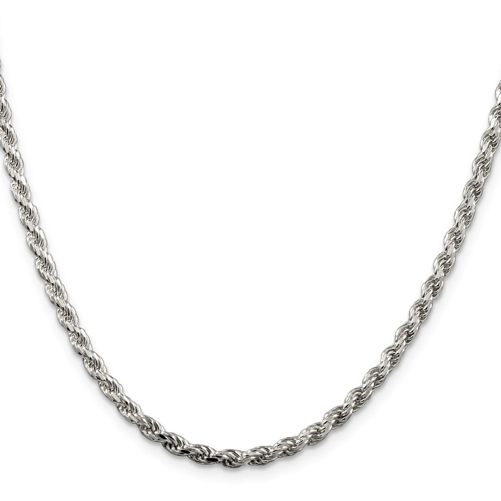 Sterling Silver Rhodium-plated 3.2mm Diamond-cut Rope Chain 20 Inches