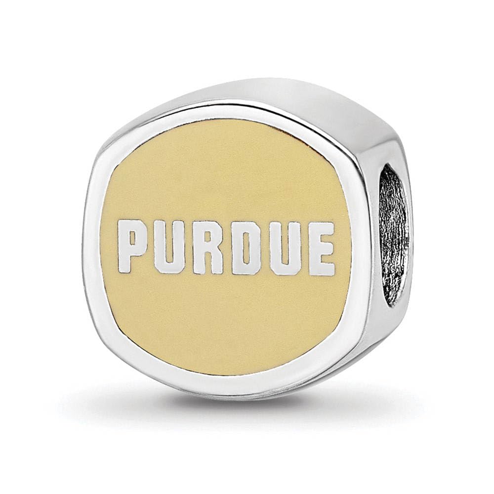 Logoart Sterling Silver Purdue University Cushion Shaped Enameled Bead