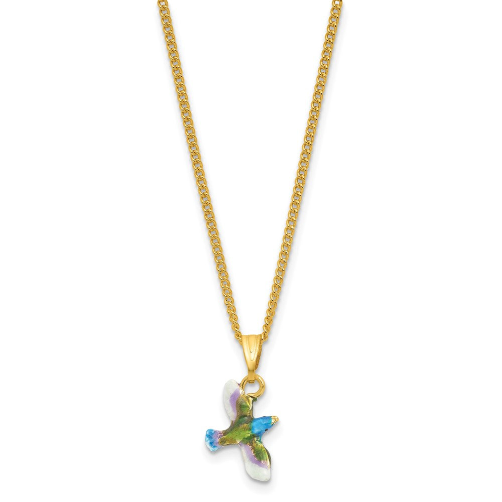 Luxury Giftware by Jere Bejeweled Crystals Gold-tone Enameled GRACEFUL FLIGHT Blue/Purple/Green Hummingbird Trinket Box with Matching 18 Inch Necklace