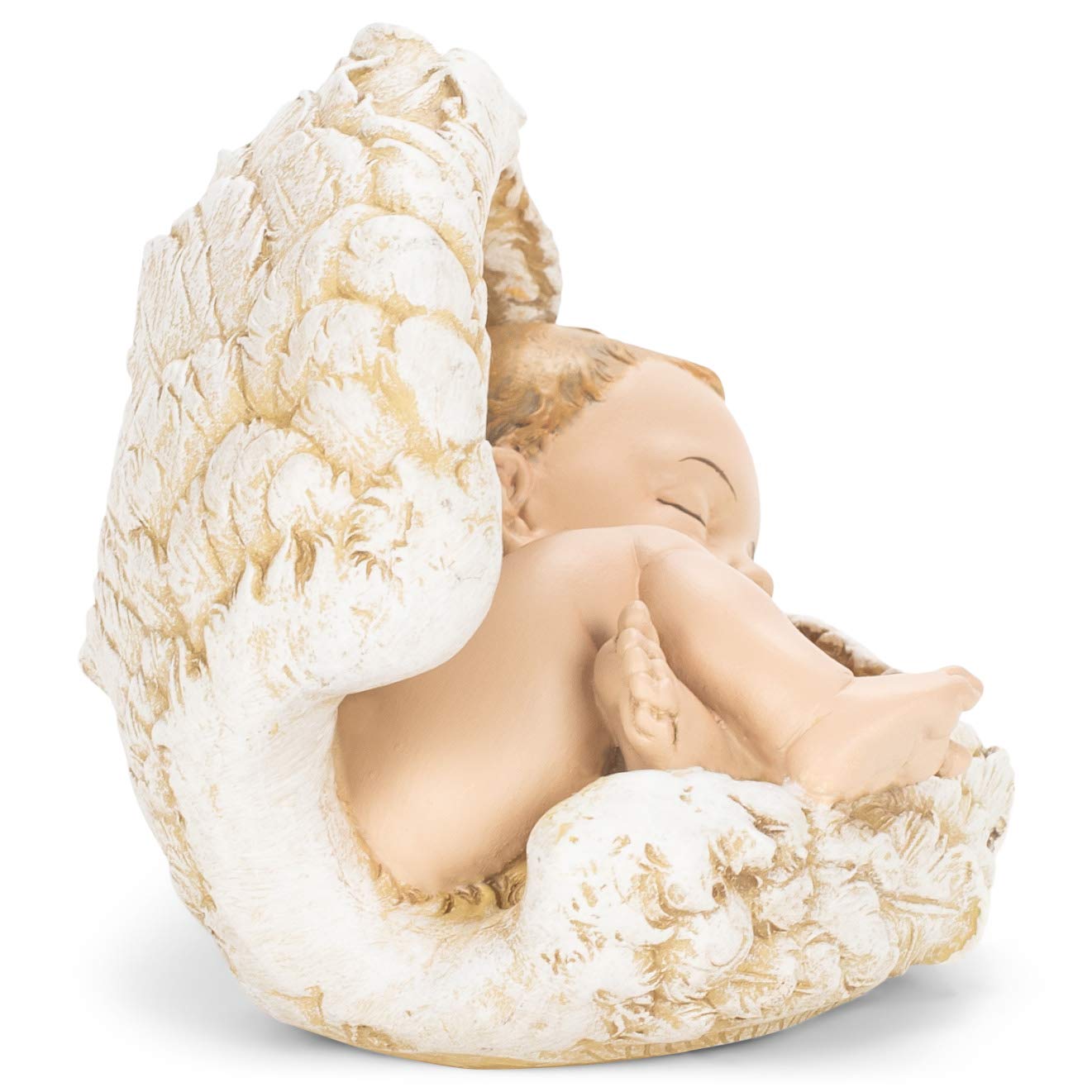 Joseph Studio Sleeping Baby Wrapped in Angel Wings Figurine