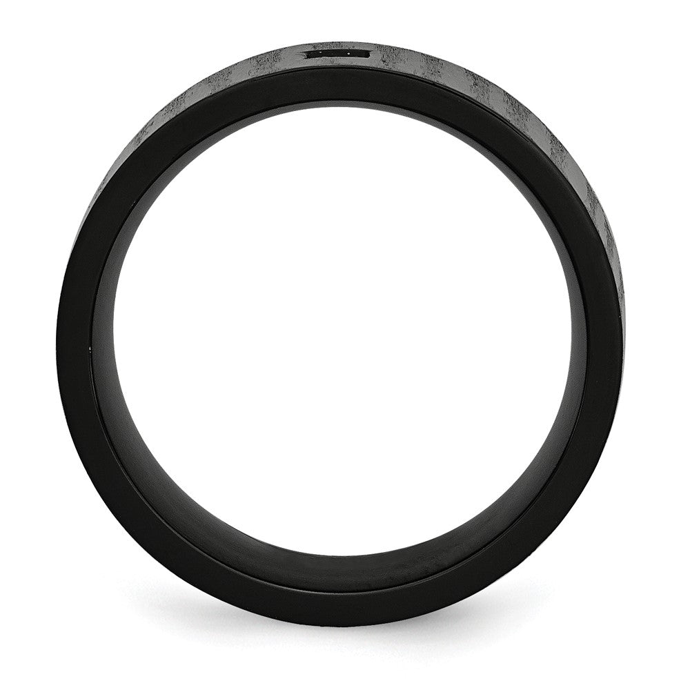 Stainless Steel Brushed and Polished Black IP-plated w/CZ 9mm Flat Band Size - 10