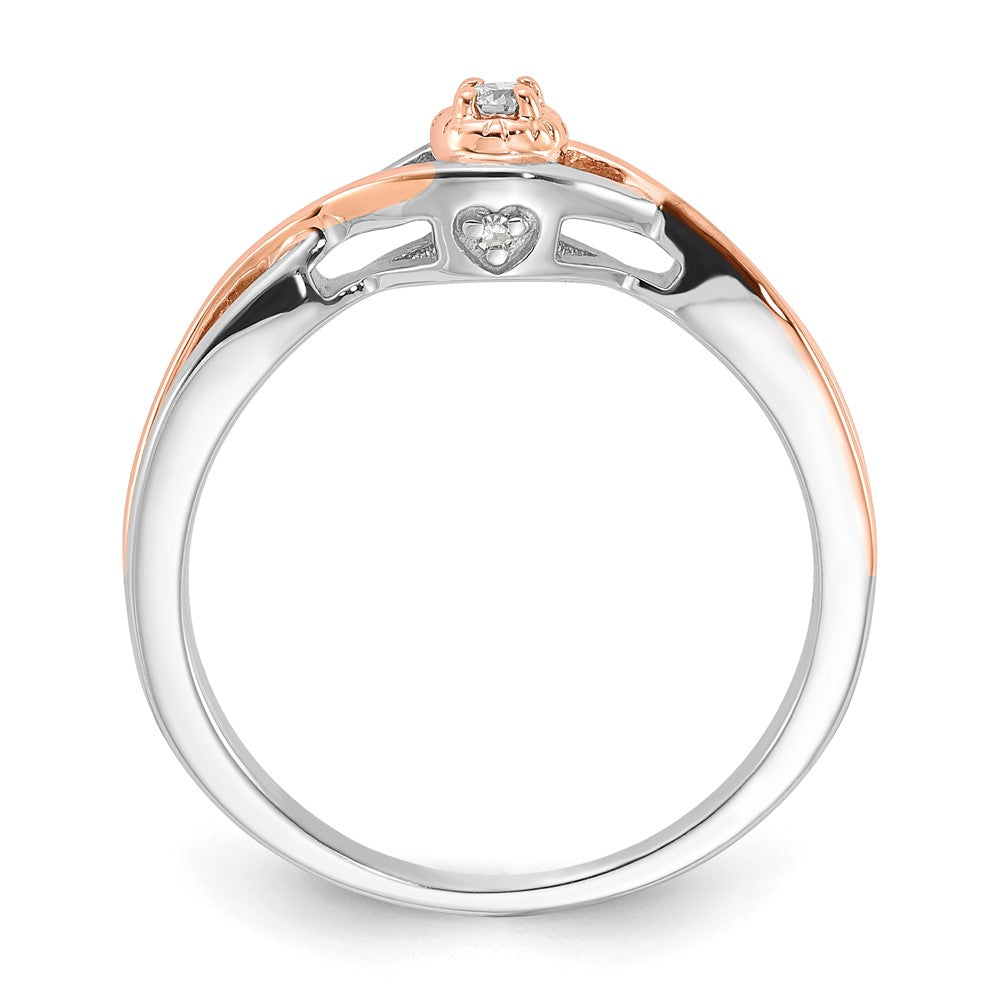 Sterling Silver w/ 10k Rose Accent Polished Twisted Diamond Ring