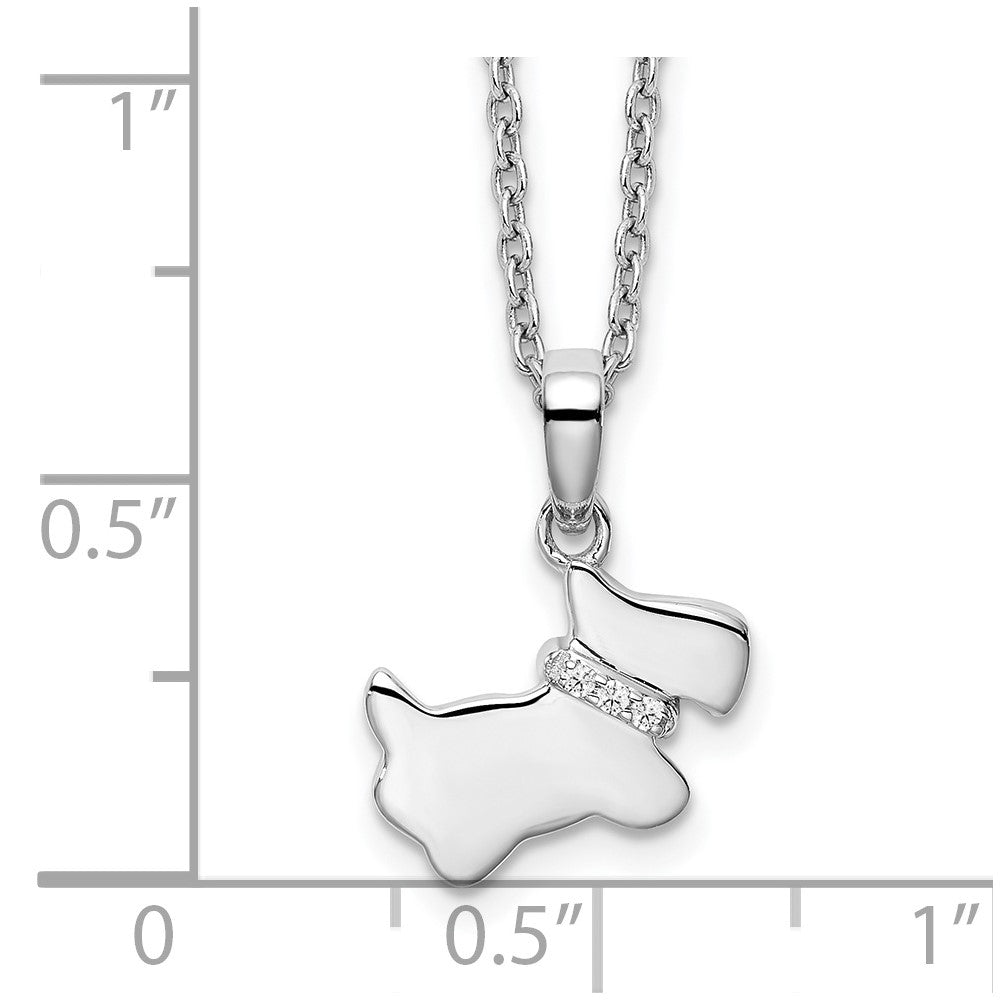 White Ice Sterling Silver Rhodium-plated 18 Inch Diamond Dog Necklace with 2 Inch Extender 18 Inches