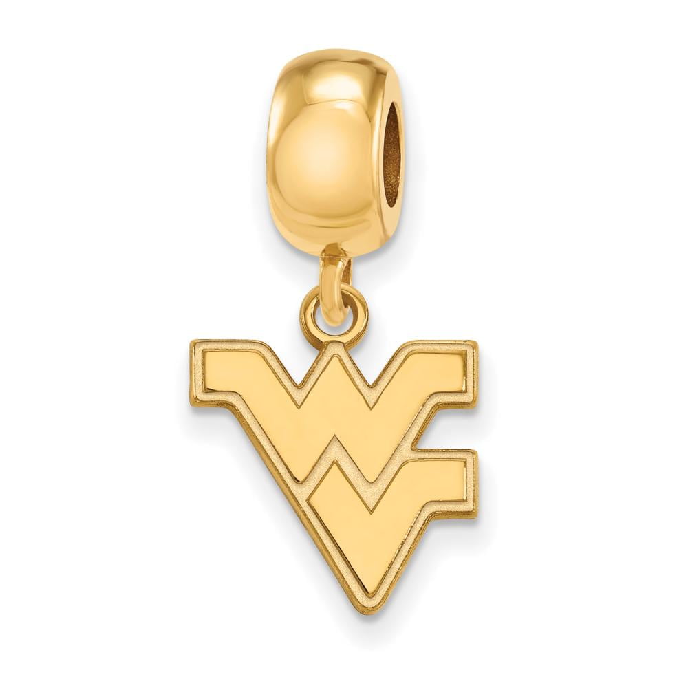 Sterling Silver Gold-plated LogoArt West Virginia University W-V Small Dangle Bead Charm