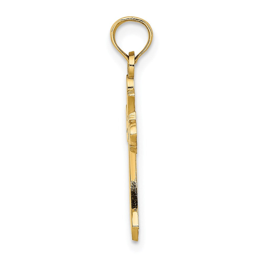 14K Polished Cross w/ Heart Charm