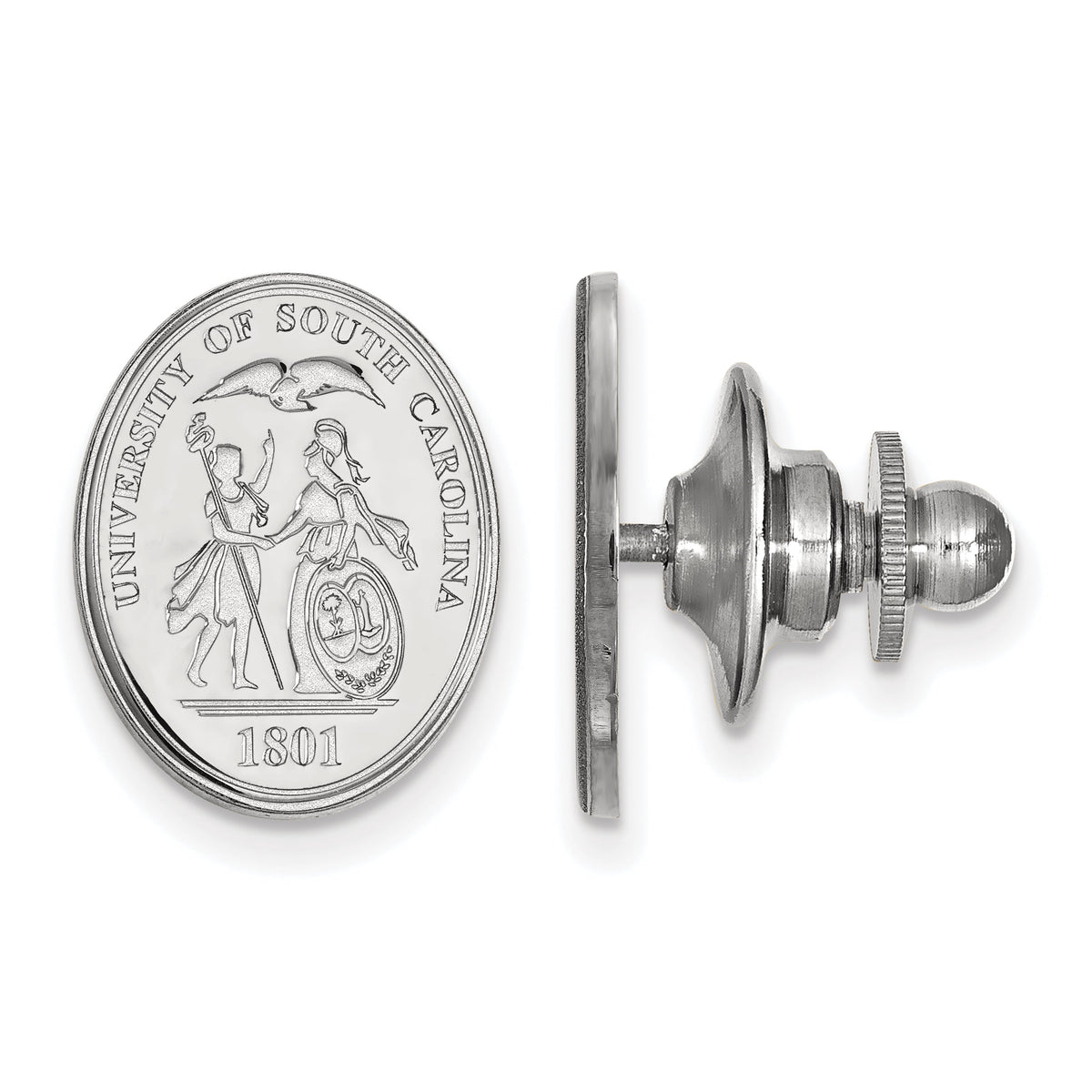 LogoArt Sterling Silver Rhodium-plated University of South Carolina Crest Lapel Pin