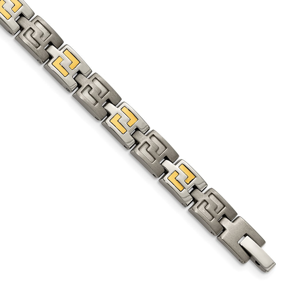 Titanium w/14k Inlay Brushed and Polished 8.5in Bracelet 8.5 inches