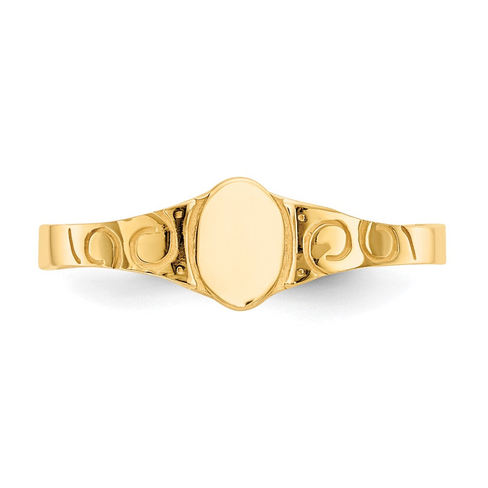14k Polished Oval Baby Signet Ring Size 3