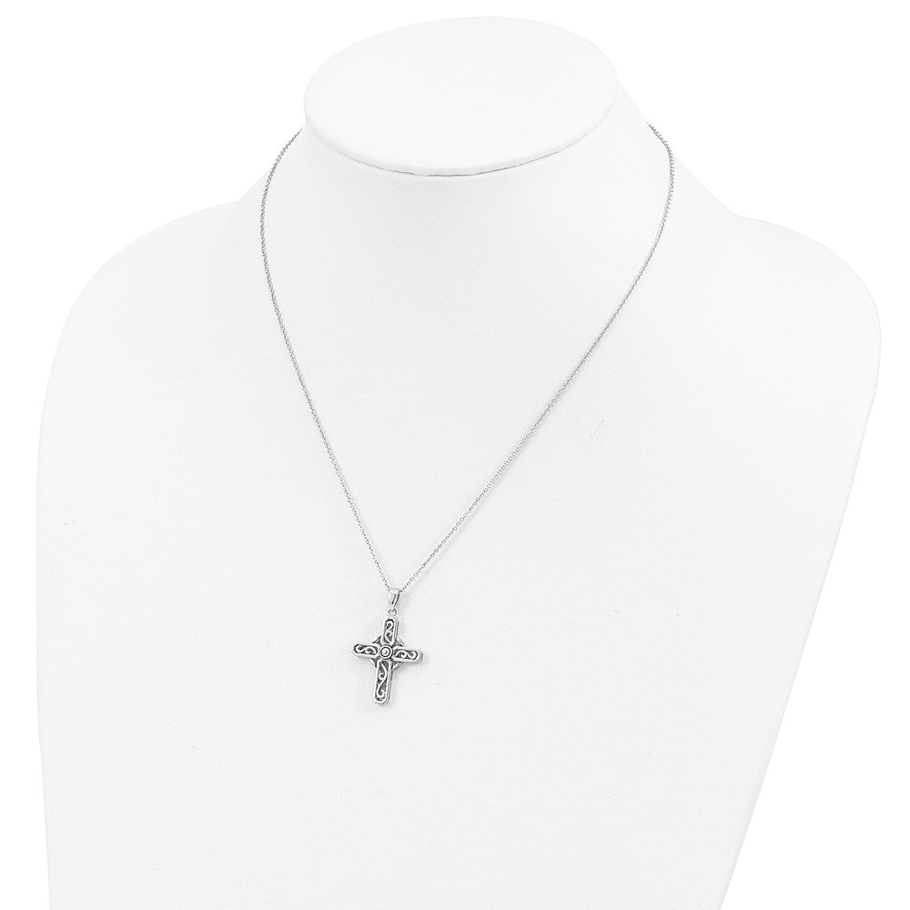 Sentimental Expressions Sterling Silver Rhodium-plated Prayer Cross 18in. Necklace 18 Inches