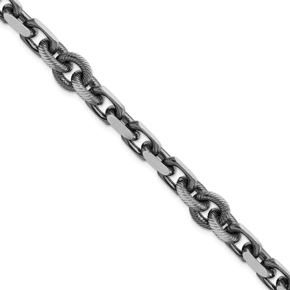 Sterling Silver Mens Antiqued Brushed Cable/Twisted Rolo Bracelet 8.5 inches