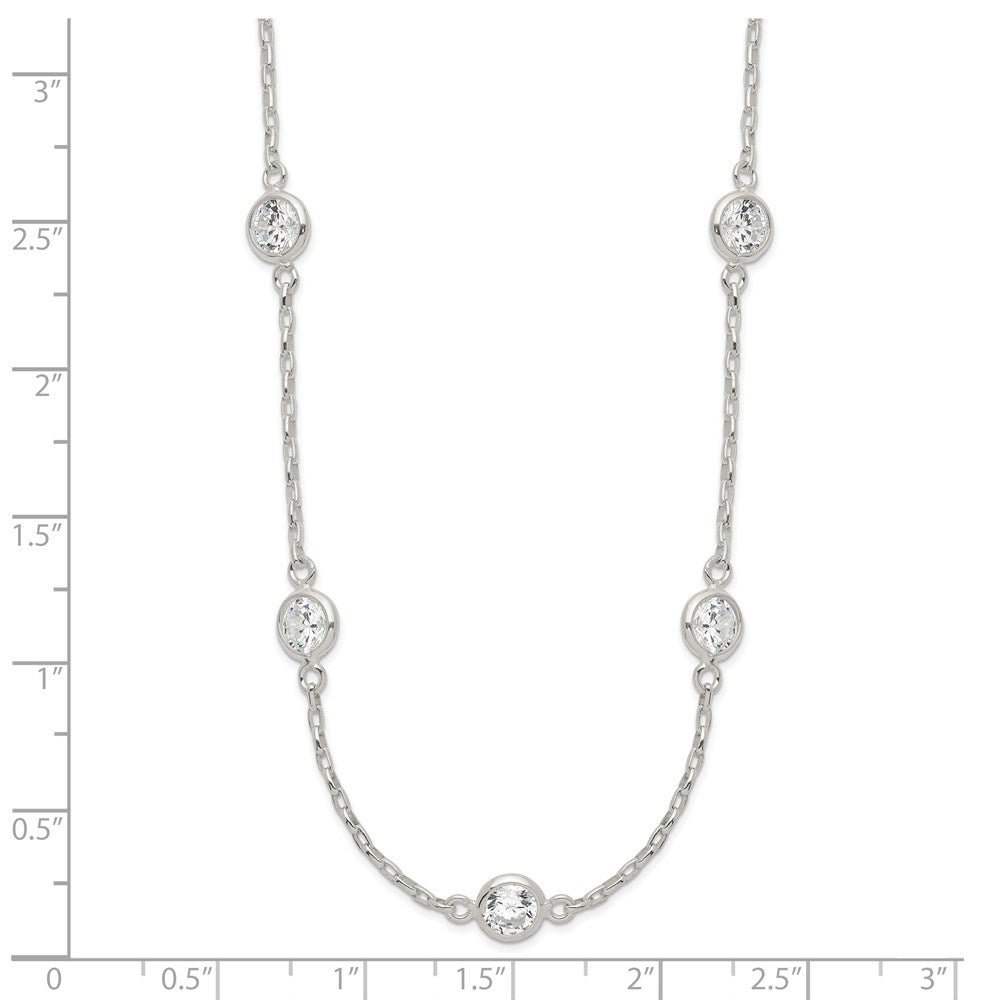 Sterling Silver Polished 5-Station CZ Necklace 18 Inches