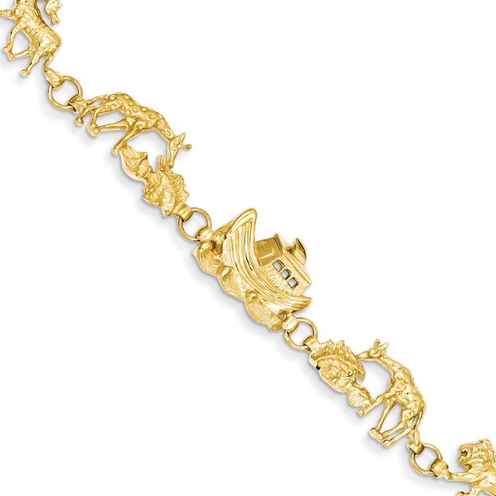 14k Polished Noahs Ark 7 inch Bracelet