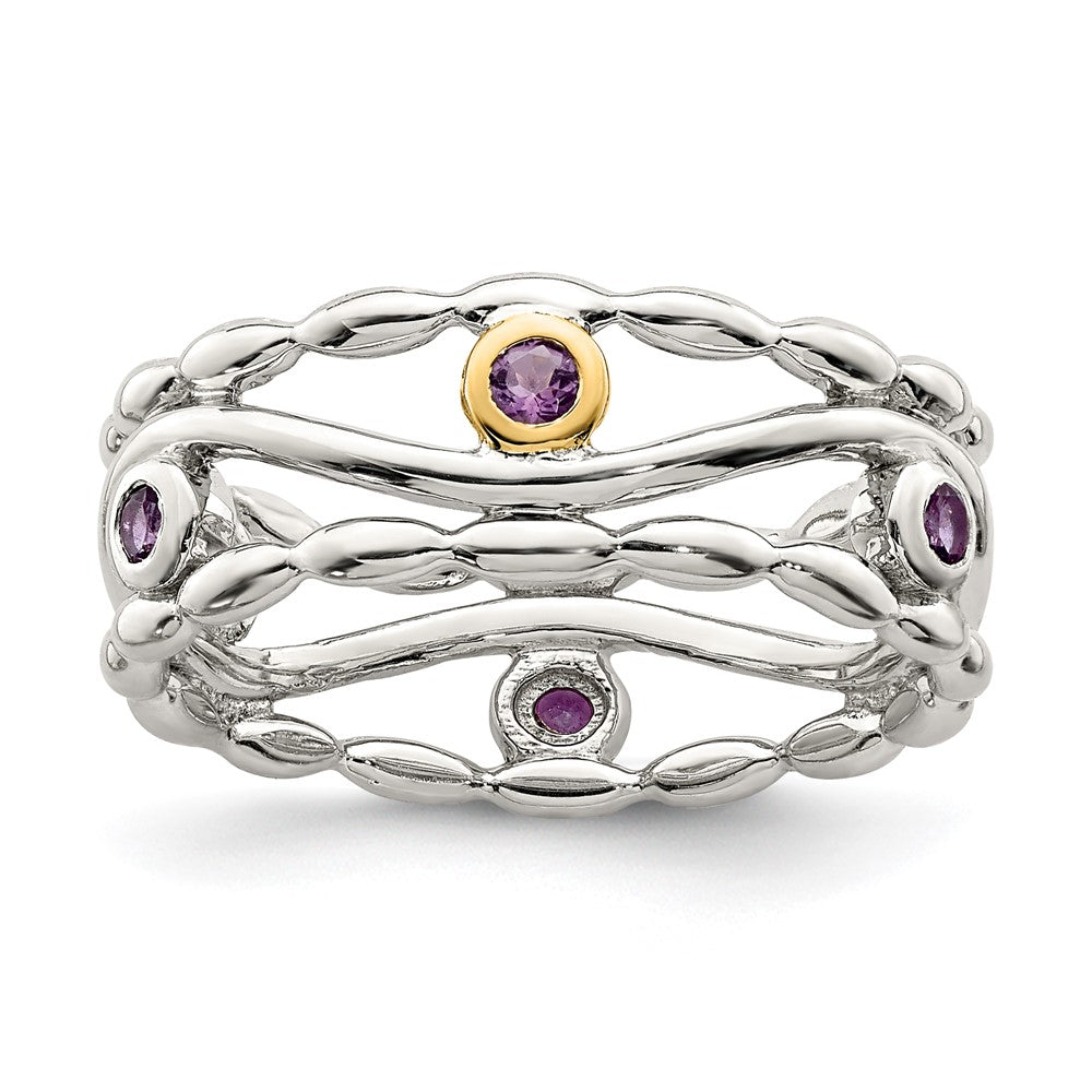 Sterling Silver w/ 14K Accent Amethyst Ring
