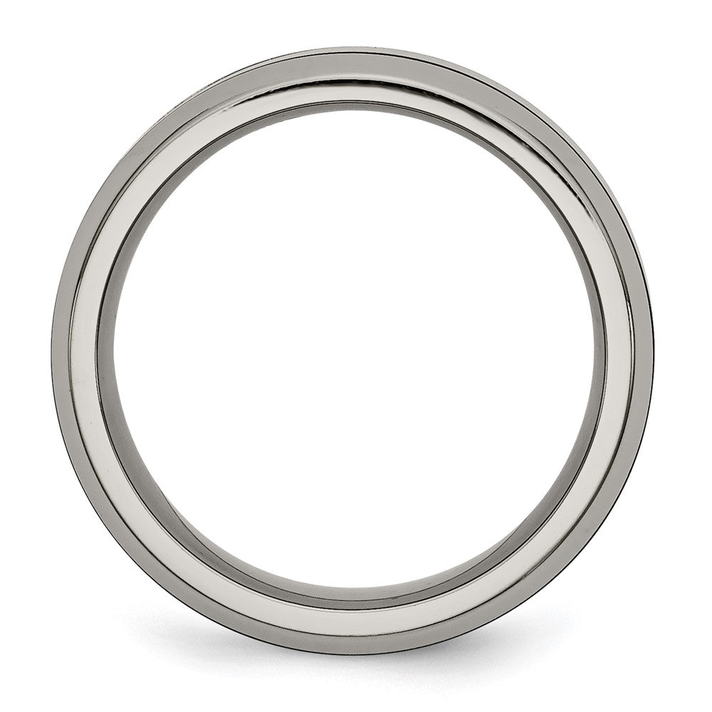 Titanium Polished w/Black Ceramic Center 8mm Beveled Band Size - 8