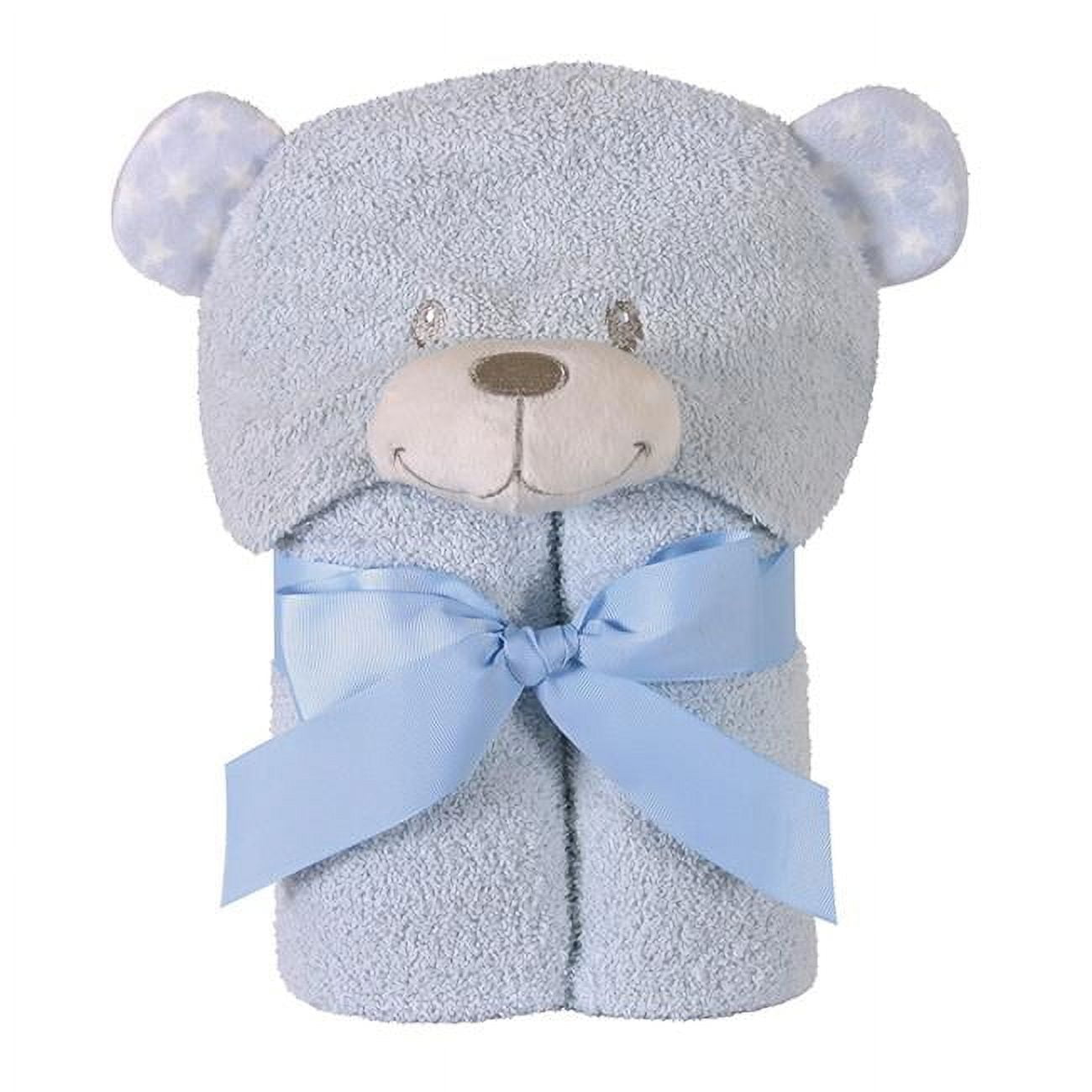 Stephan Baby Terry Plush Hooded Bath Towel, Blue Bear, 0-24 Months