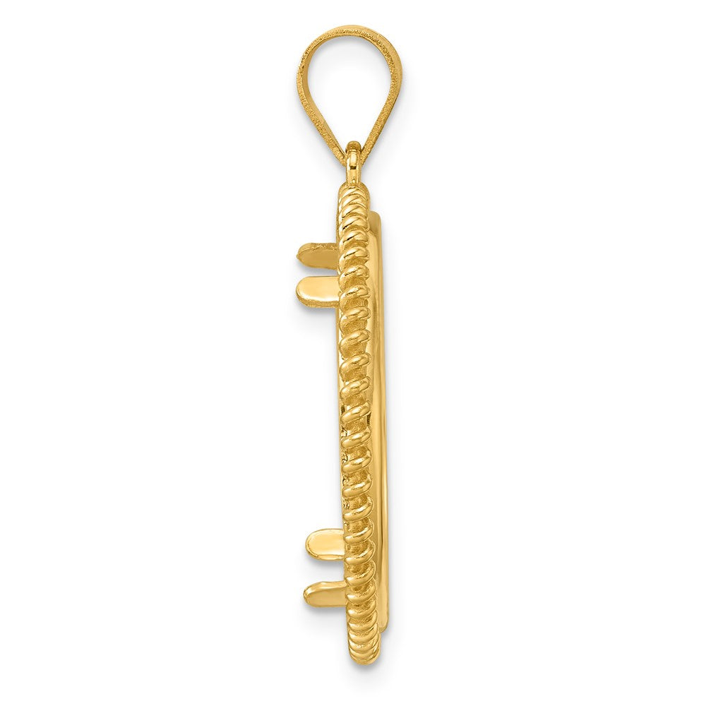14k Polished Coil with 22.0mm Prong Coin Bezel Pendant
