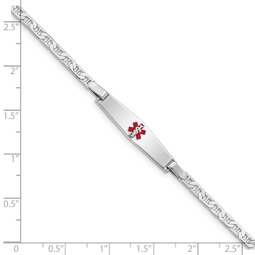 Sterling Silver Rhodium-plated Medical ID Anchor Link Bracelet 8 inches