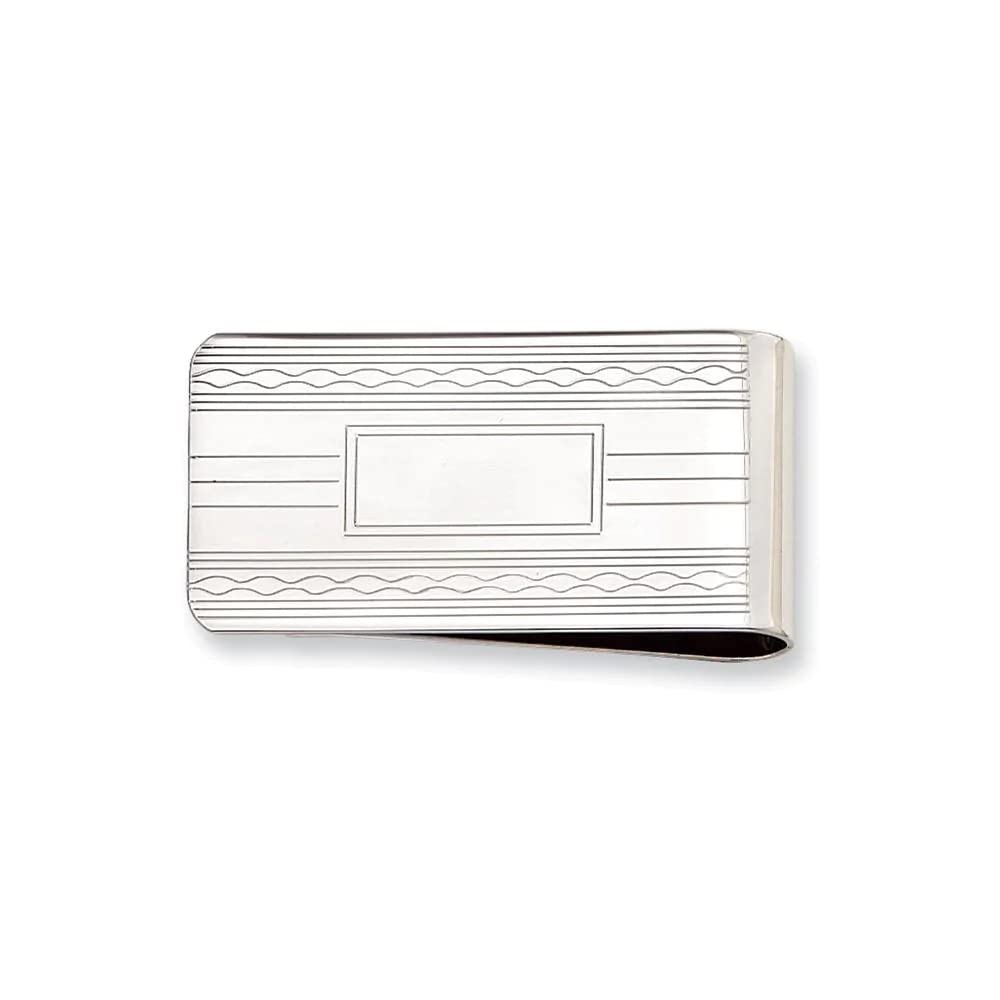 Primal Gold Rhodium-plated Kelly Waters Patterned Edge Money Clip