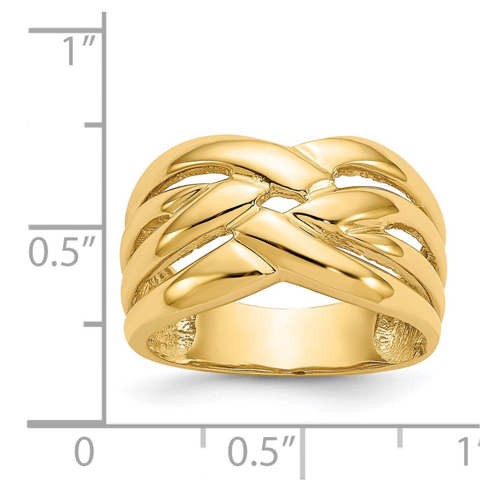 14k High Polished Woven Dome Ring Size 7