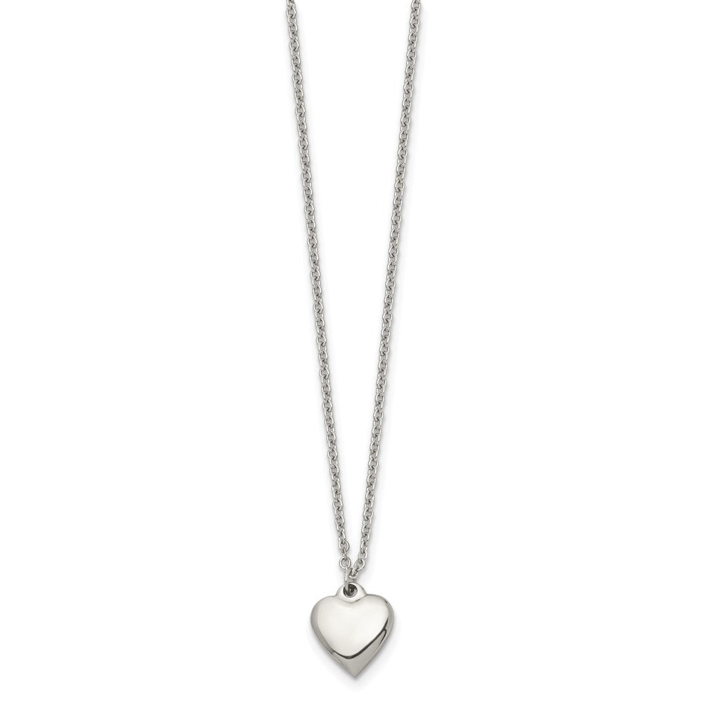 Stainless Steel Polished Heart 16.25in w/1.5in ext Necklace