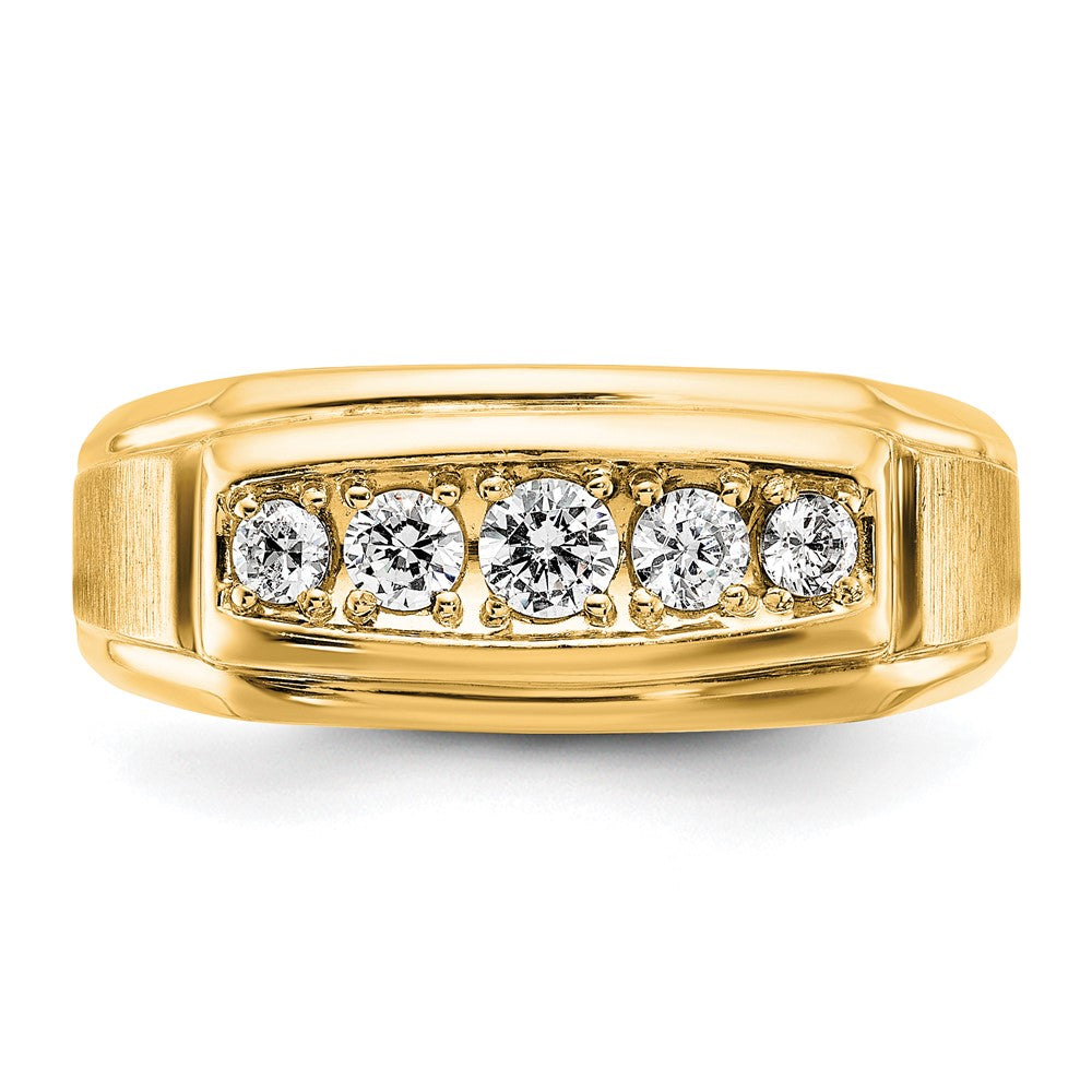 IBGoodman 14k with White Rhodium 1/2 carat Lab Grown Diamond VS/SI+ G+ Complete Polished and Satin Five Stone Men's Ring