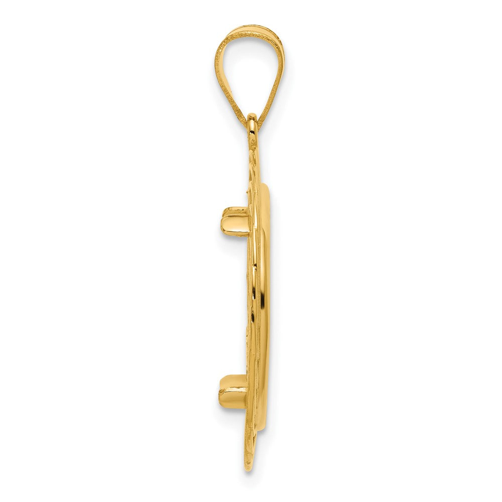 14k Polished Quad Loop with 32.7mm Prong Coin Bezel Pendant