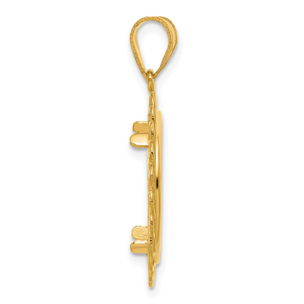 14k Polished Tilted with 16.5mm Prong Coin Bezel Pendant