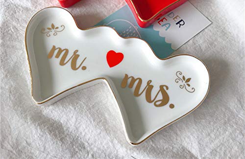 Double-Hearted Ceramic Trinket Plate and Decorative Jewelry Dish