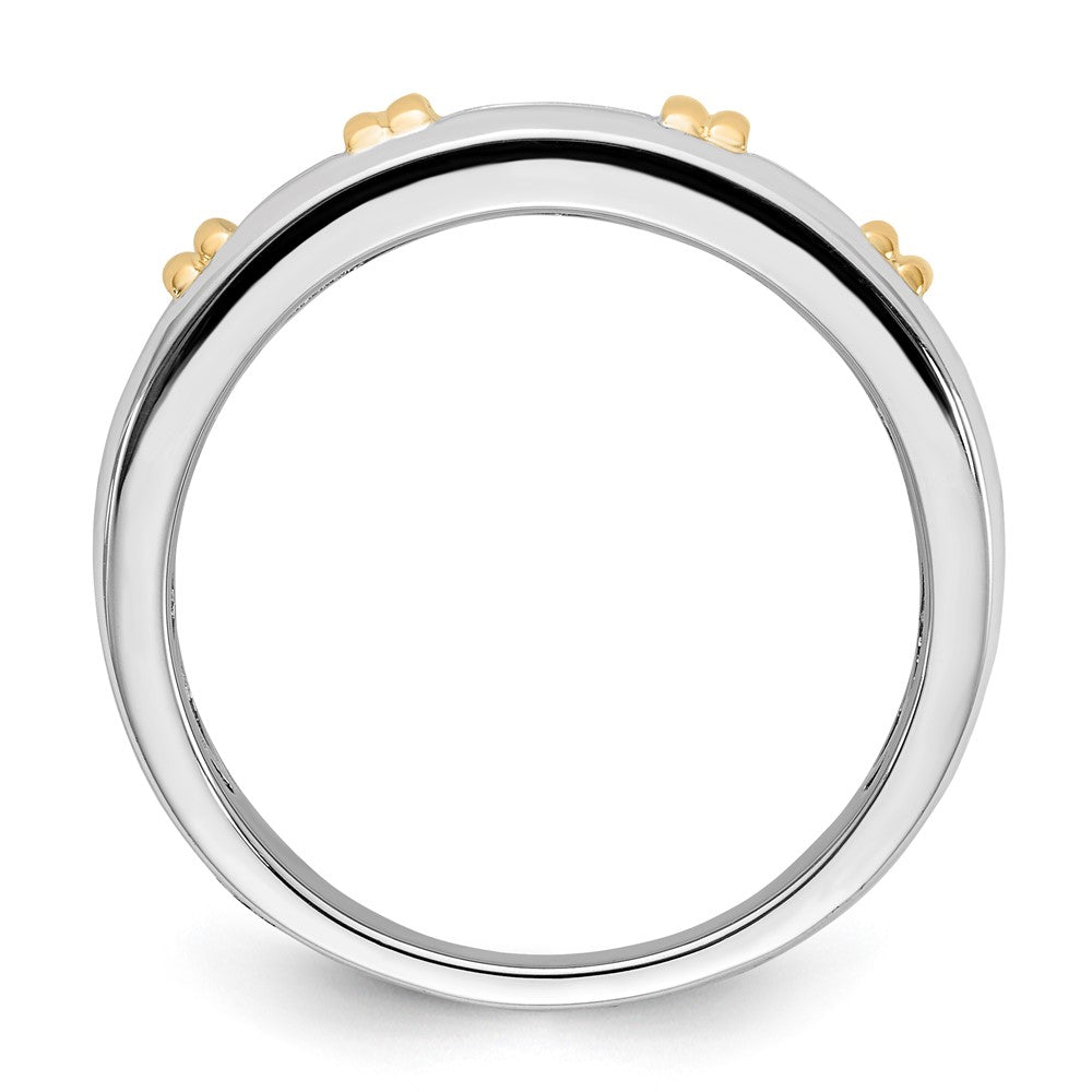 10K Two-tone Polished & Satin Diamond Band