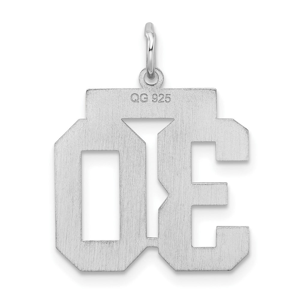 Sterling Silver/Rhodium-plated Satin Number 30 Charm