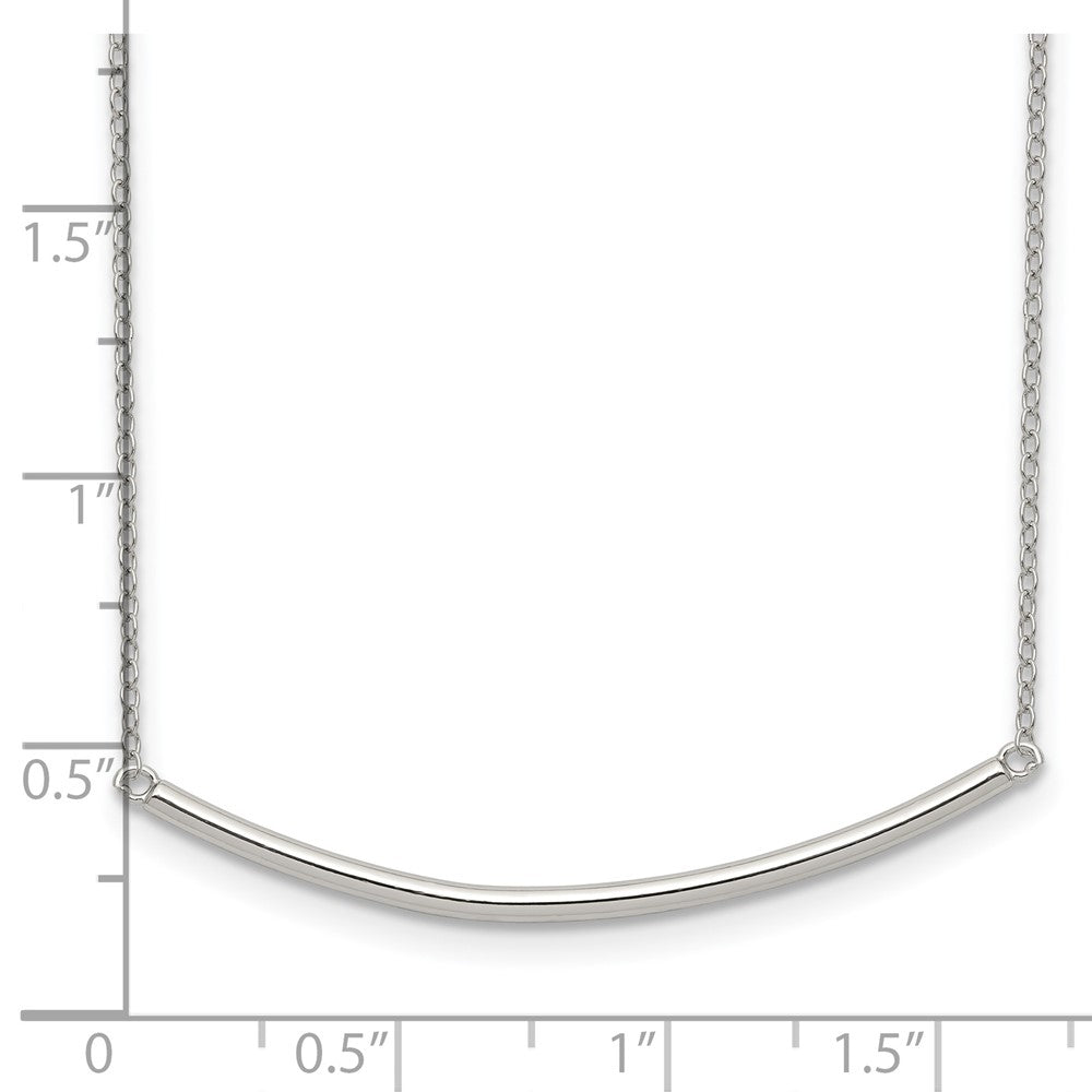 Sterling Silver Rhodium-plated Polished w/1 inch ext. Bar Necklace 16 Inches