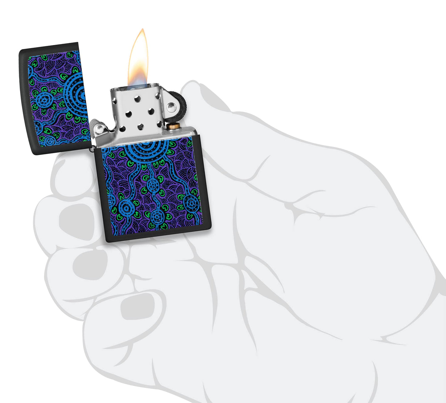 Zippo John Smith Gumbula Black Light Design Black Matte Pocket Lighter