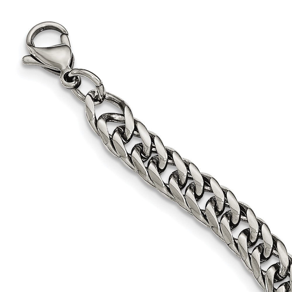 Stainless Steel Polished 24in Double Curb Chain Necklace