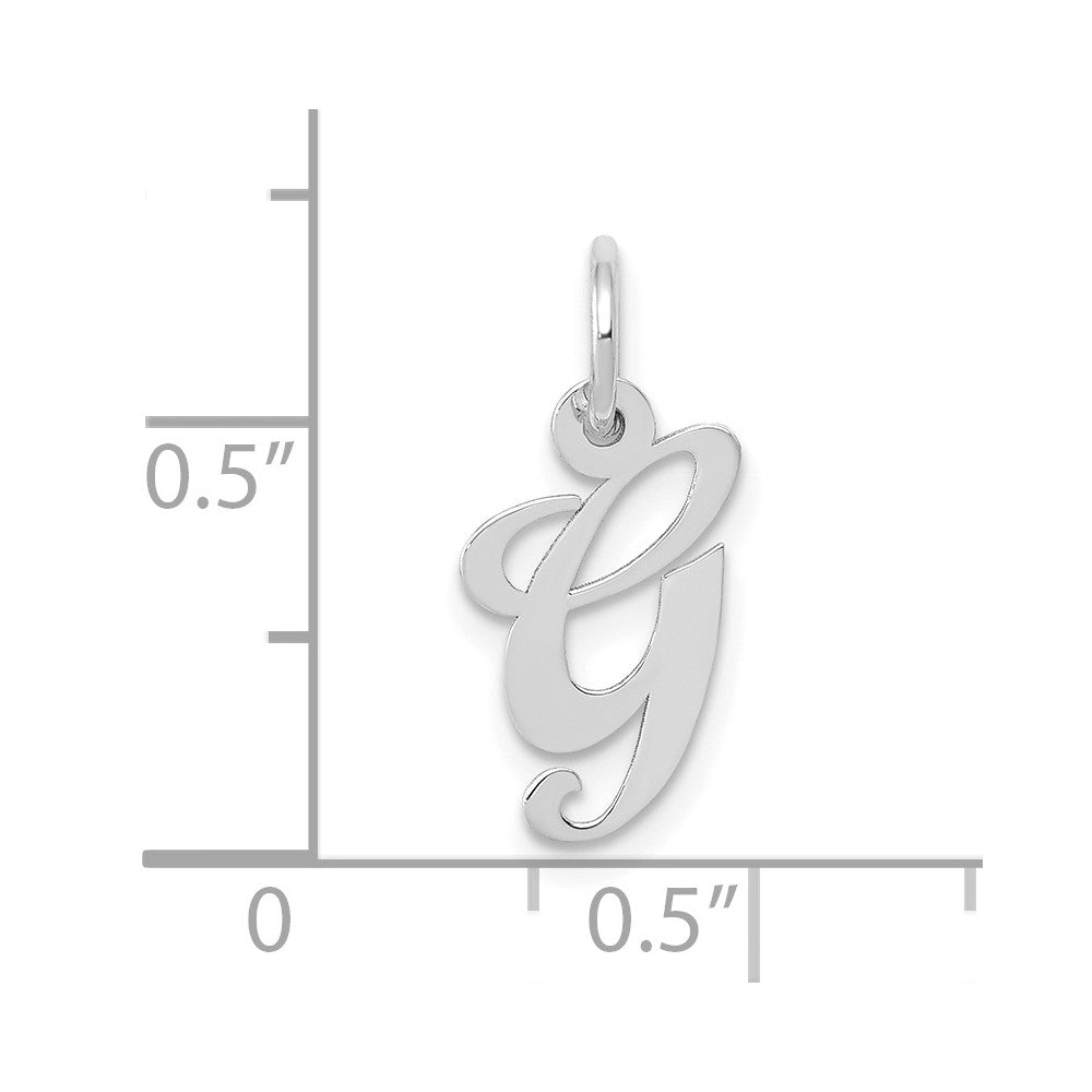 10k White Gold Small Fancy Script Initial G Charm