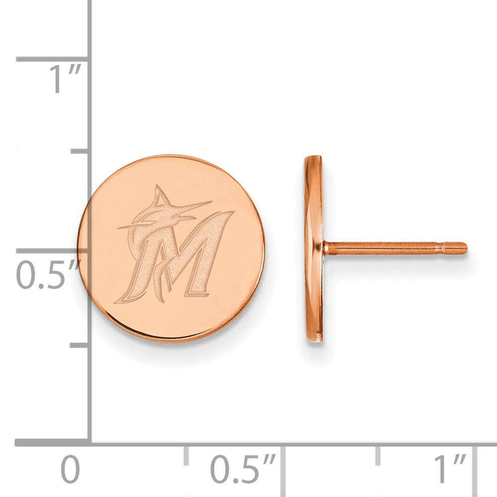 SS Rose Gold-plated MLB LogoArt Miami Marlins Small Disc Earring