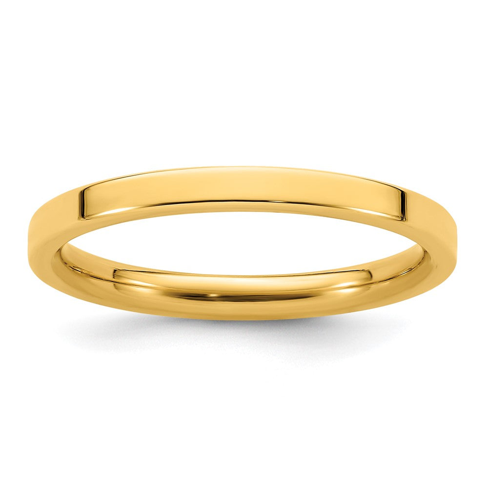 14k Yellow Gold 2mm Standard Weight Flat Comfort Fit Wedding Band Size 4.5
