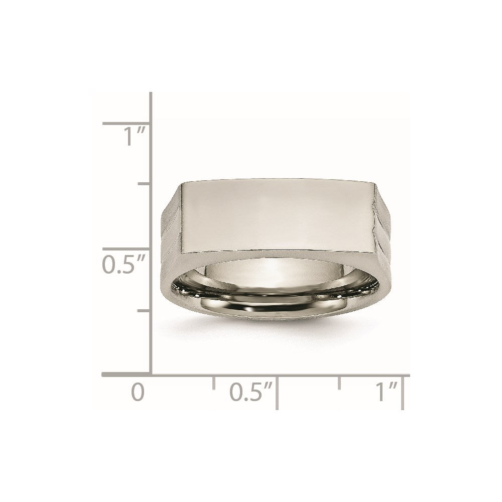 Stainless Steel Brushed and Polished Signet Ring Size - 10