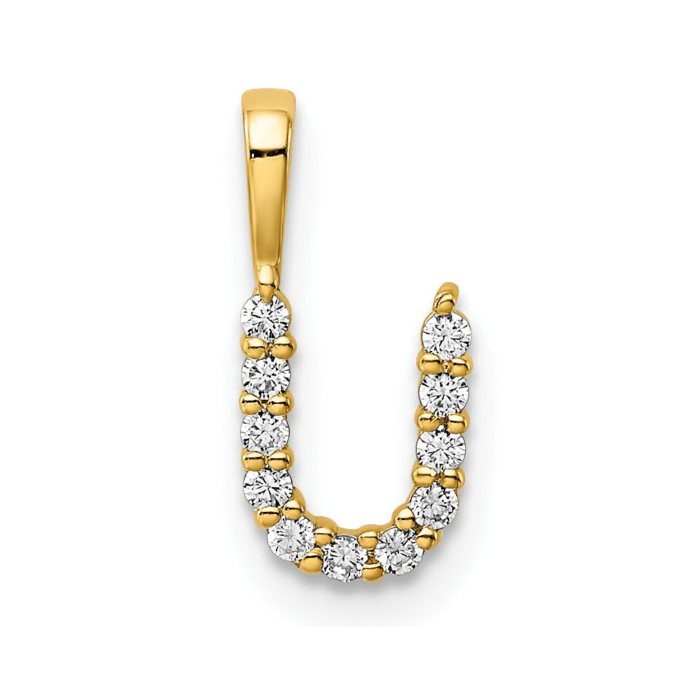 14k 1/8 carat Lab Grown Diamond VS/SI+ G+ Letter U Initial Pendant