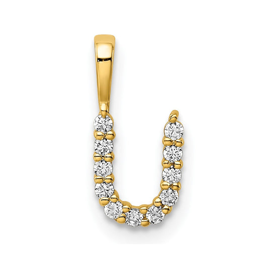 14k 1/8 carat Lab Grown Diamond VS/SI+ G+ Letter U Initial Pendant