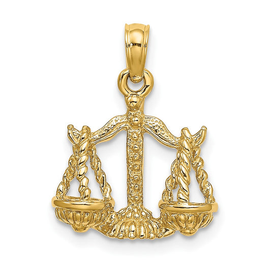 10K 3-D Libra Zodiac Pendant