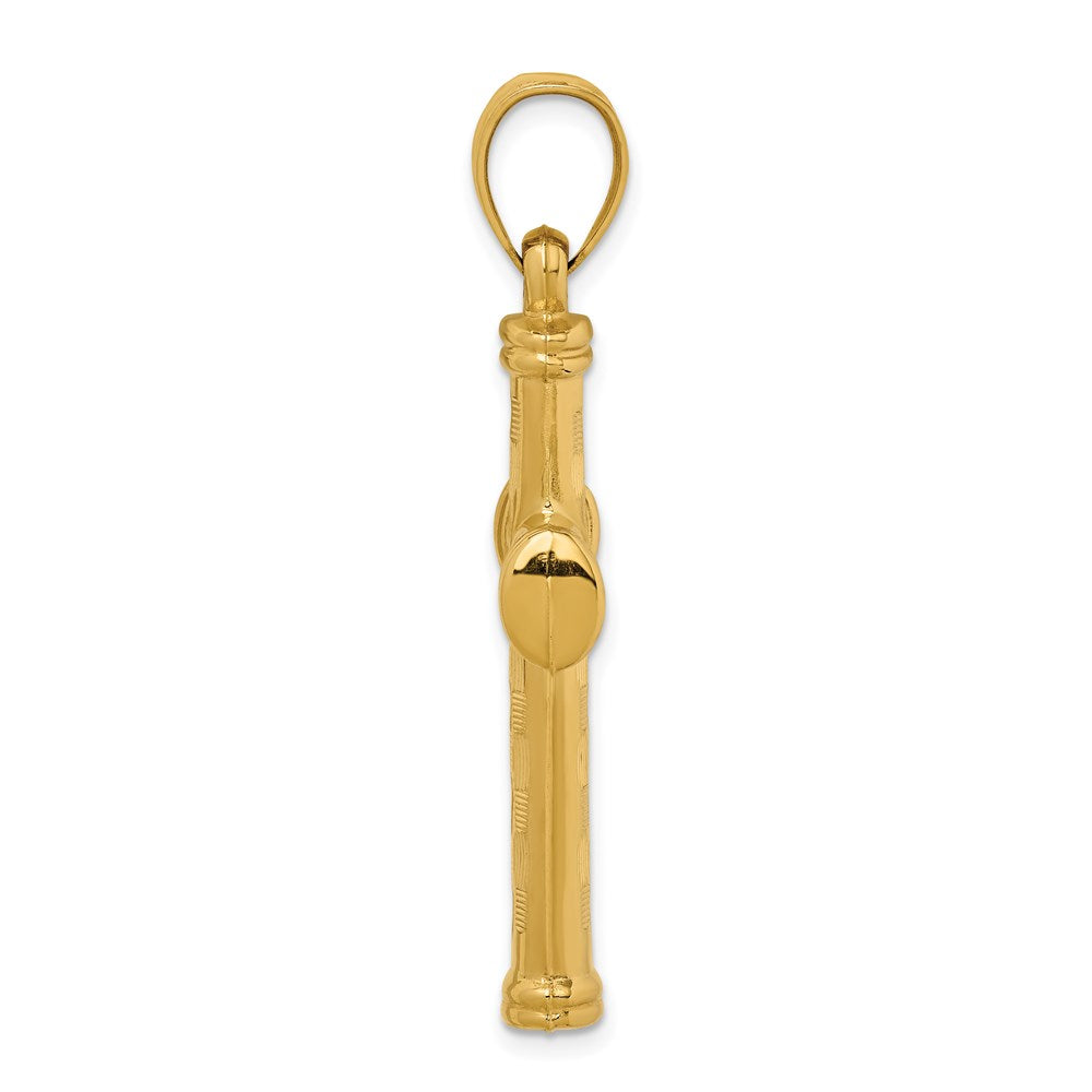 14k Hollow Diamond-cut Cross Pendant