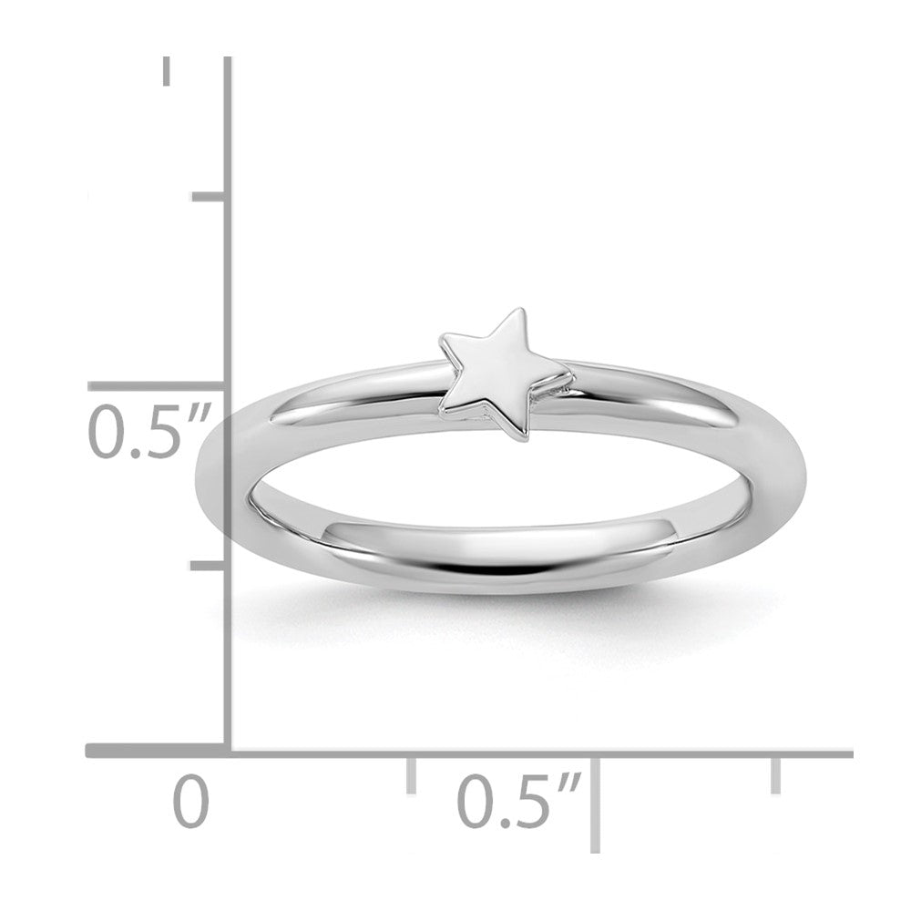 Sterling Silver Stackable Expressions Rhodium-plated Star Ring Size -9