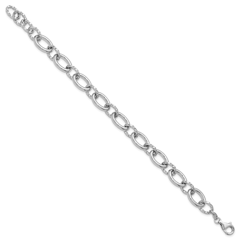 Sterling Silver Rhodium-plated Fancy Link with 1in ext. Bracelet 9  inches