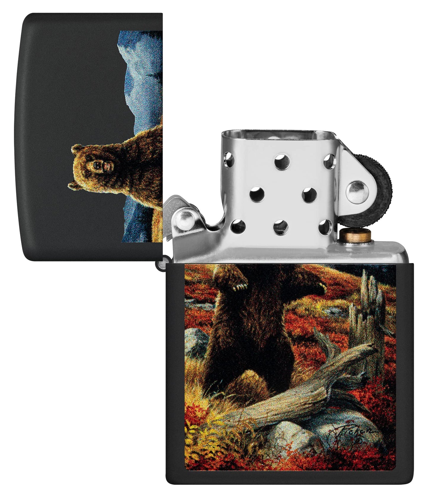 Zippo Linda Pickens Bear Design Black Matte Pocket Lighter