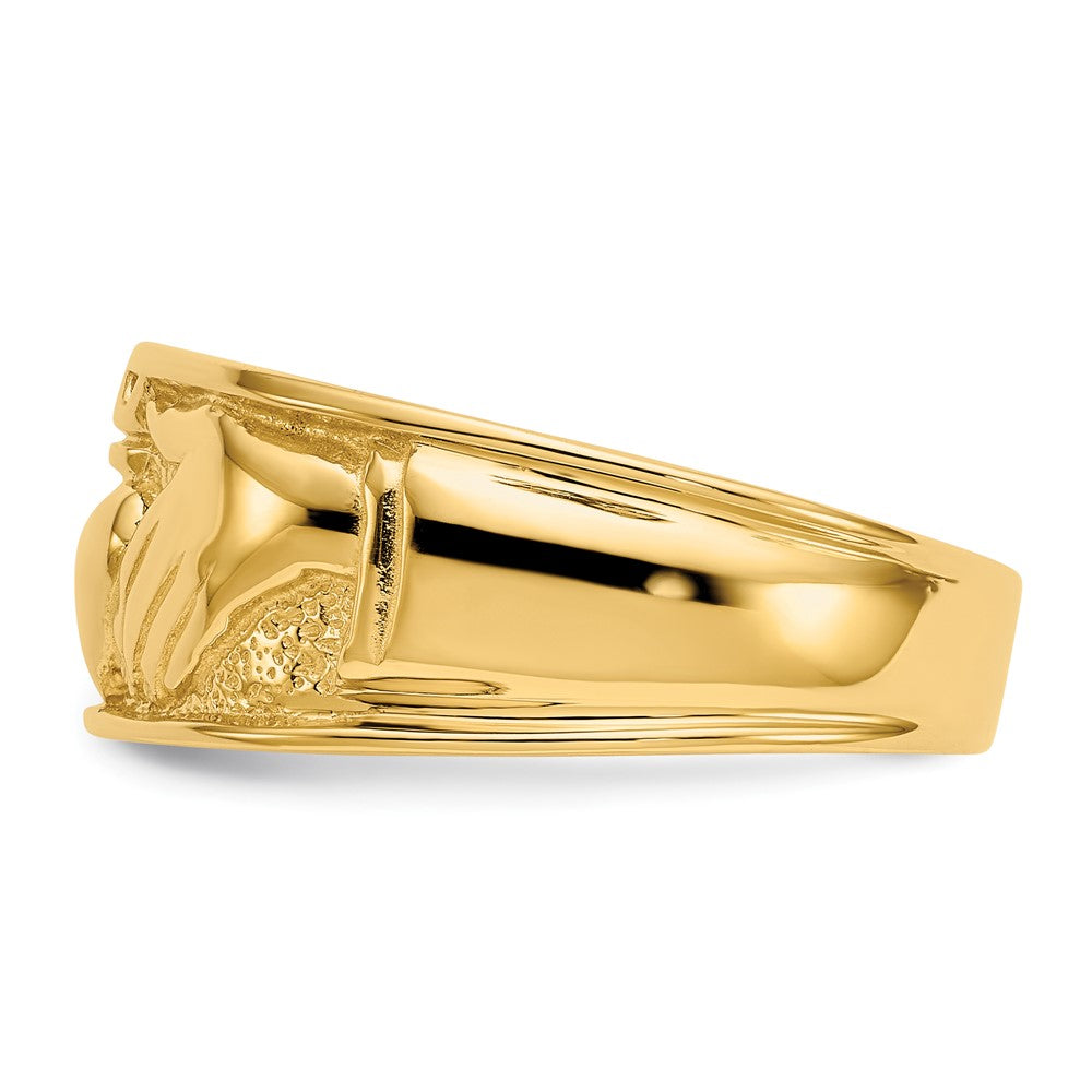 14k Polished Men's Claddagh Band Size 10
