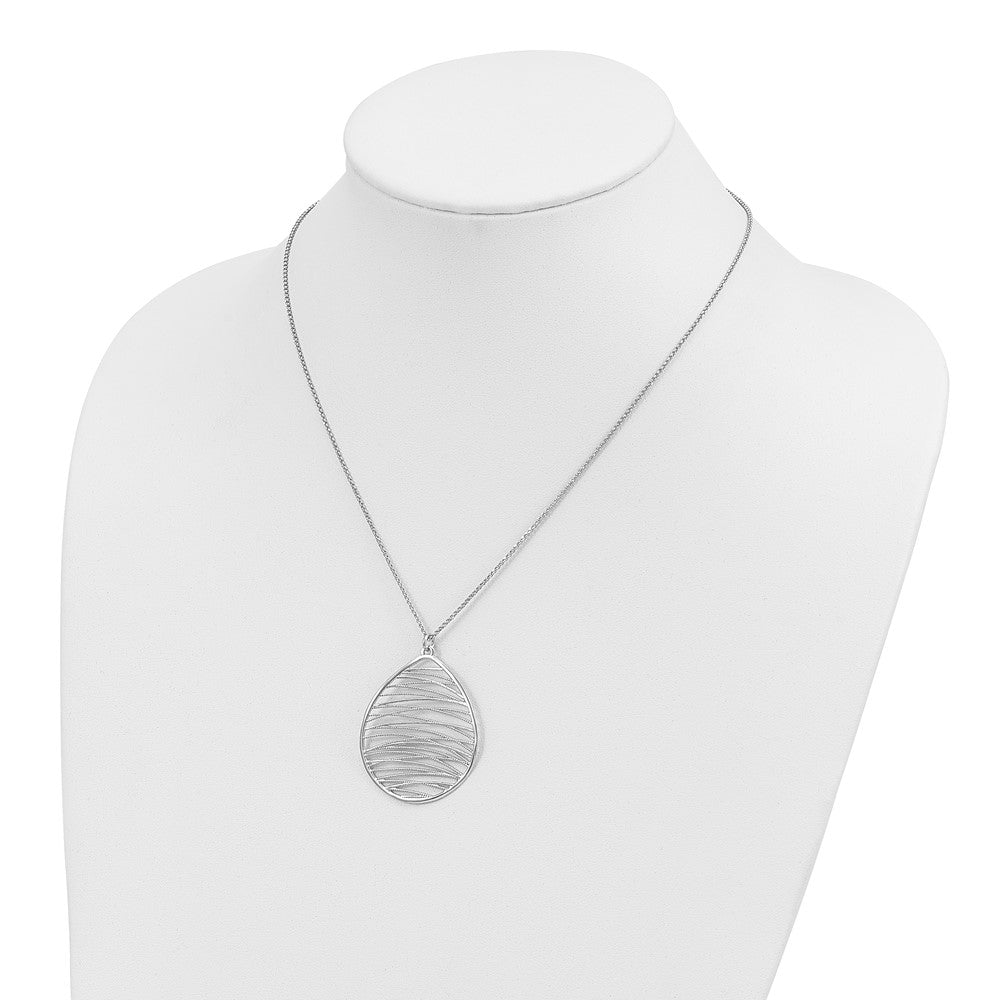Sterling Silver Rhodium-plated Polished w/ 1.75in Ext. Necklace 16.5 Inches