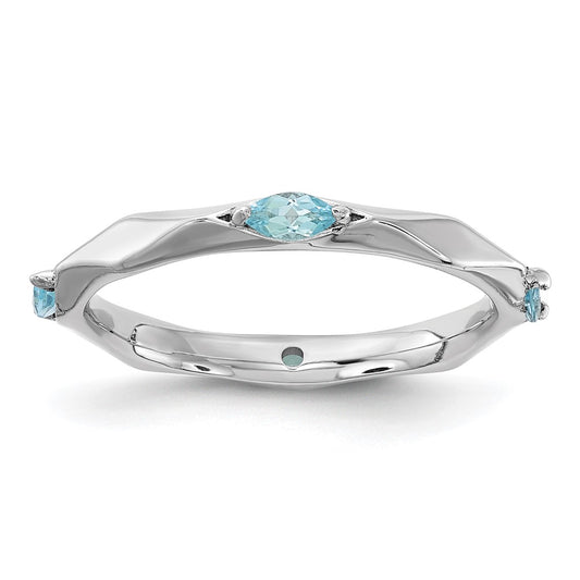 Sterling Silver Stackable Expressions Rhodium-plated Blue Topaz Ring Size -10