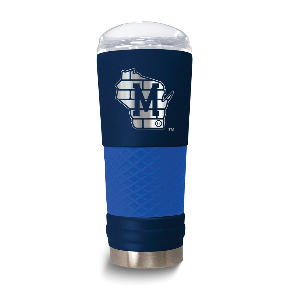MLB Milwaukee Brewers Stainless Steel Silicone Grip 24 oz. Draft Tumbler with Lid
