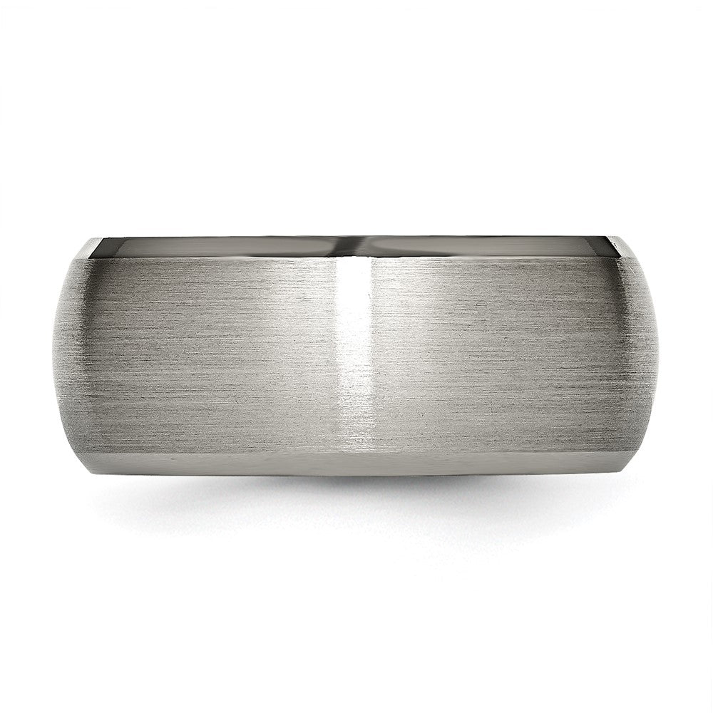 Titanium Satin and Polished 10mm Beveled Edge Band Size - 10.5