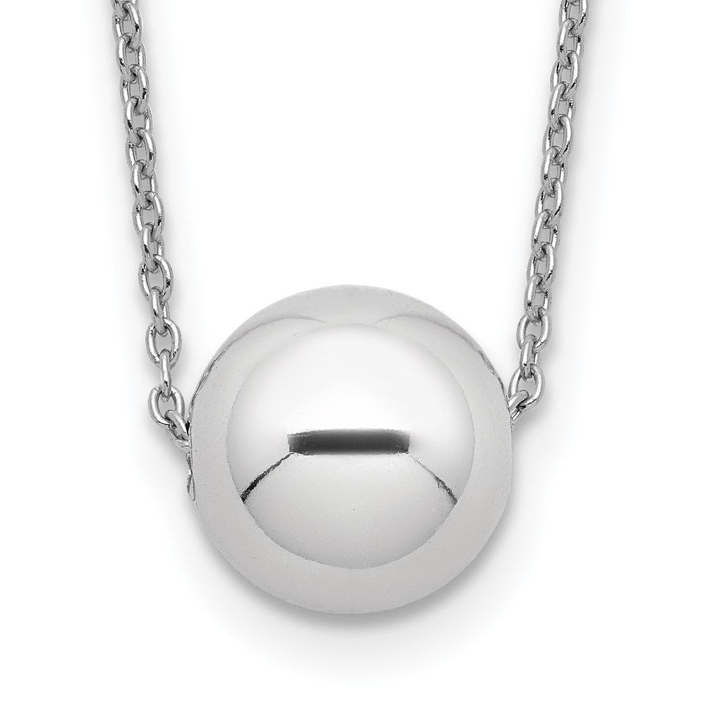 Sterling Silver Rhodium-plated Polished Bead Necklace 18 Inches